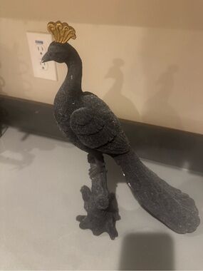 Ceramic peacock statue covered with velvet material